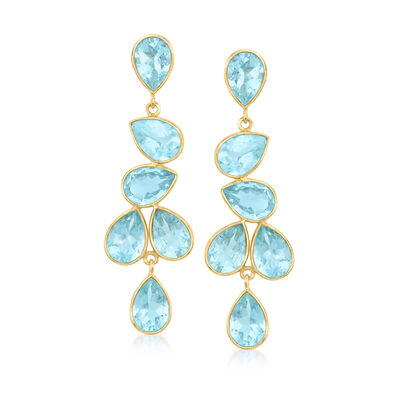 20.00 ct. t.w. Sky Blue Topaz Drop Earrings in 18kt Gold Over Sterling