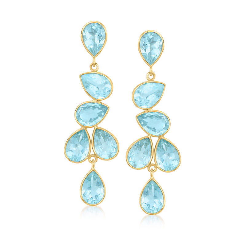 20.00 ct. t.w. Sky Blue Topaz Drop Earrings in 18kt Gold Over Sterling image number 0