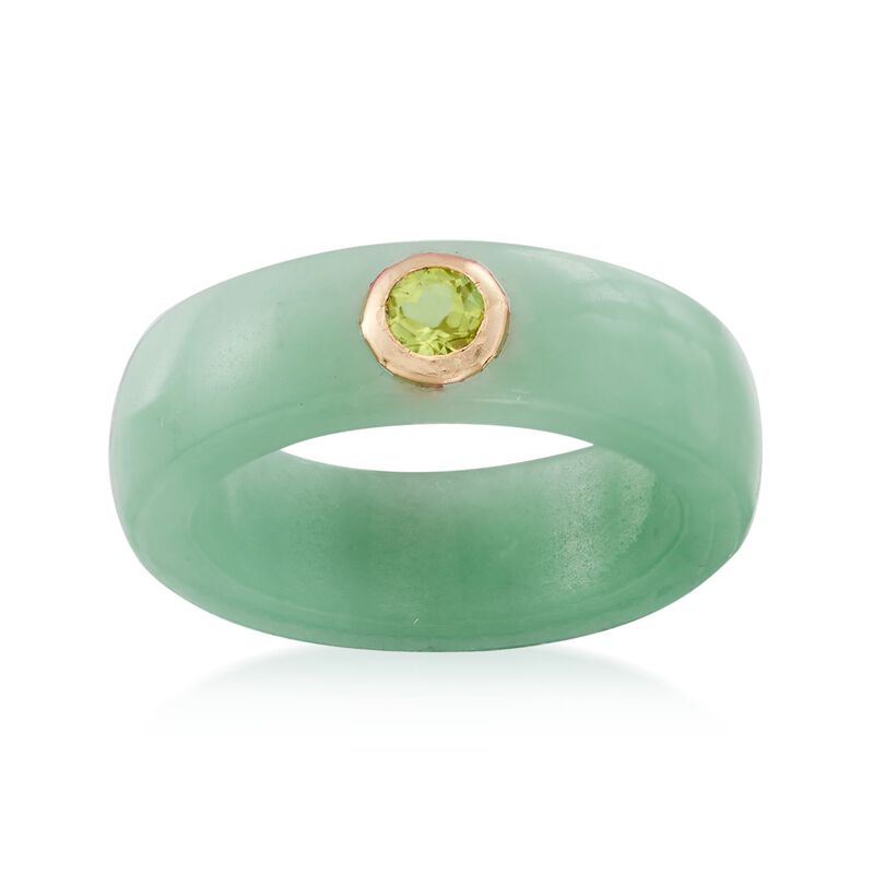 Multicolored Jade Jewelry Set: Seven Interchangeable Bands with 14kt Gold Ring Jacket image number 5