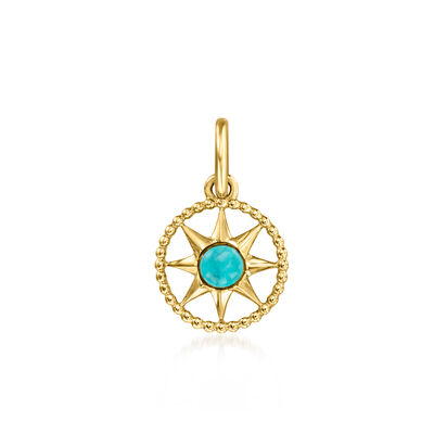 Turquoise Nautical Star Charm in 14kt Yellow Gold