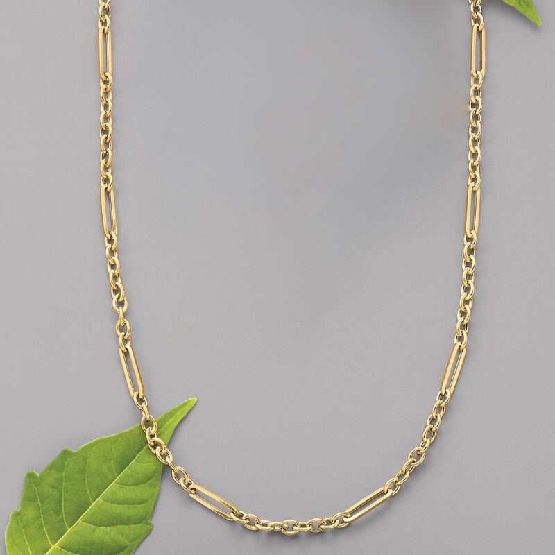 Italian 18kt Yellow Gold Alternating Link Necklace image number 3