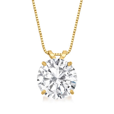 4.00 Carat CZ Solitaire Necklace in 14kt Yellow Gold