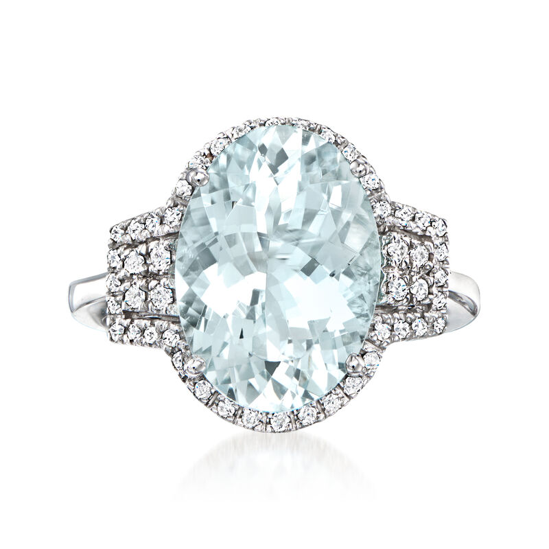5.50 Carat Aquamarine Ring with .17 ct. t.w. Diamonds in 14kt White Gold image number 0