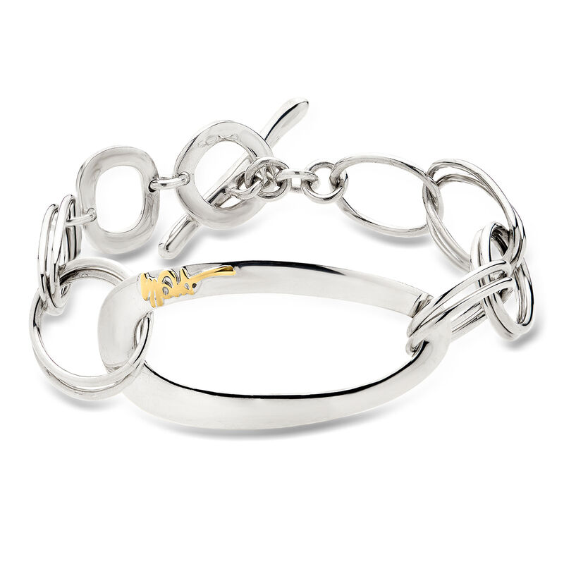 C. 2000 Vintage Ippolita Sterling Silver Link Bracelet with 14kt Yellow Gold. 7.5" image number 0