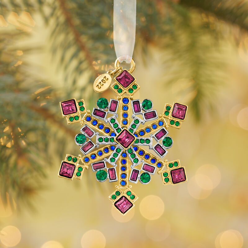 Ross-Simons 2022 Annual Multicolored Crystal Christmas Jewels Snowflake Ornament in Gold Plate and Silver Plate - 12th Edition image number 2
