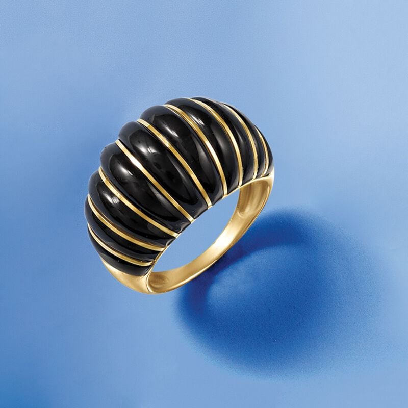 Black Onyx Shrimp Ring in 14kt Yellow Gold image number 4