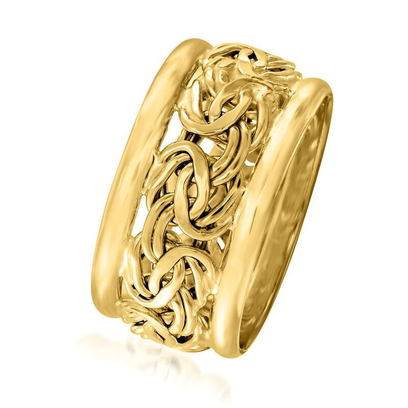 18kt Yellow Gold Wide Byzantine Ring image number 2