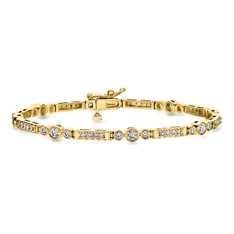 2.00 ct. t.w. Bezel-Set Lab-Grown Diamond Bar Bracelet in 18kt Gold Over Sterling. 7" image number 0