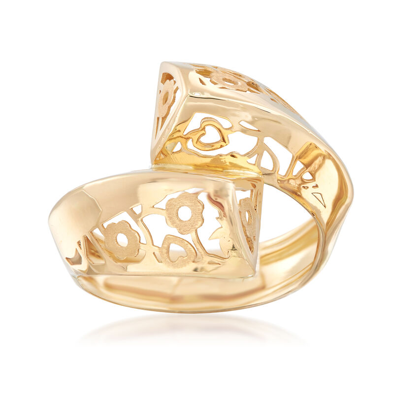 Italian 18kt Yellow Gold Flower Bypass Ring image number 0