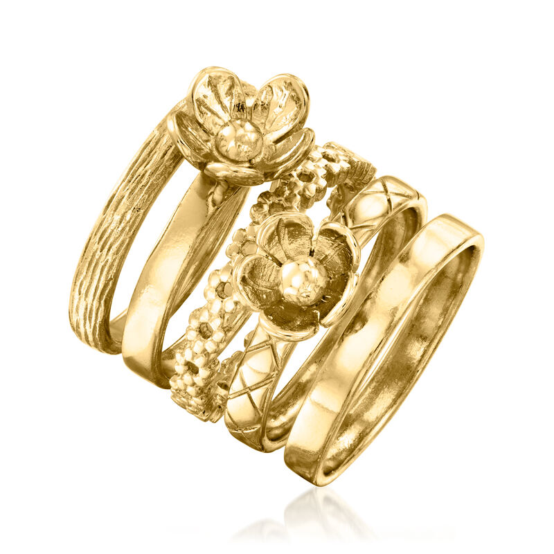 18kt Gold Over Sterling Jewelry Set: Five Stackable Rings image number 2