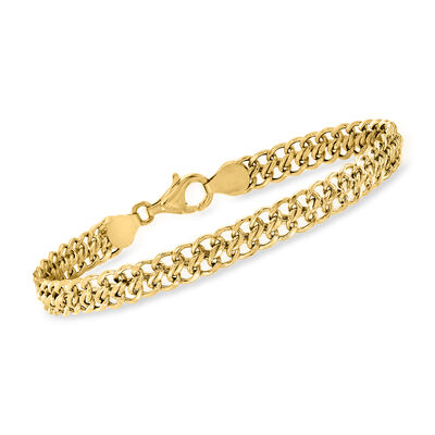 Italian 18kt Yellow Gold Flat-Link Chain Bracelet