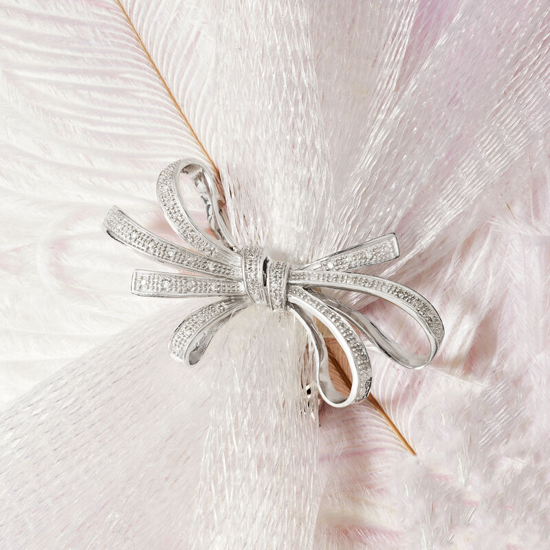.10 ct. t.w. Diamond Ribbon Pin in Sterling Silver image number 3
