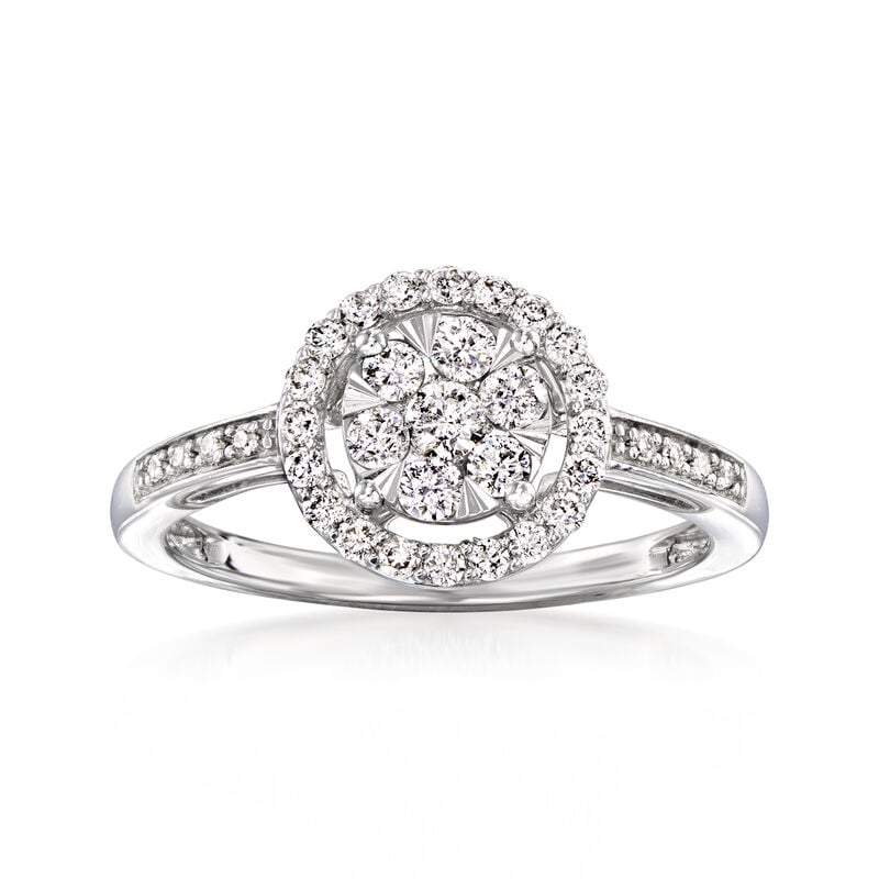 C. 2020 Vintage .65 ct. t.w. Diamond Cluster Ring in 14kt White Gold. Size 7 image number 0