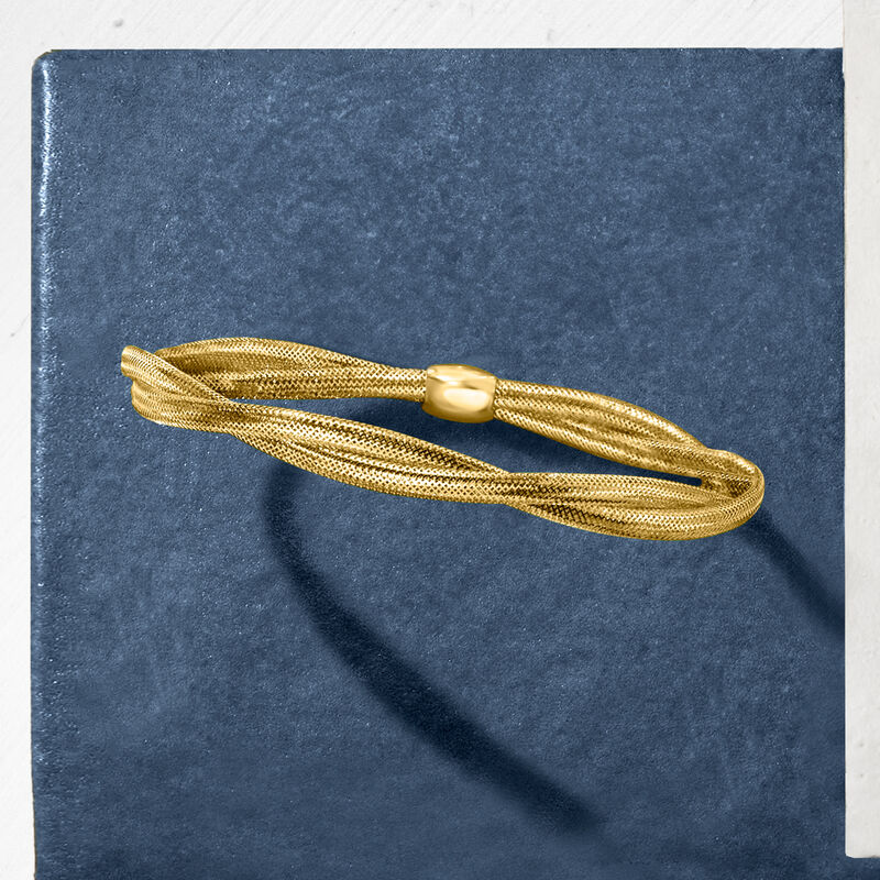 Italian 14kt Yellow Gold Double-Mesh Bangle Bracelet image number 3