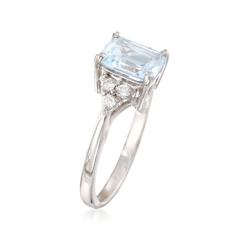 1.50 Carat Aquamarine and .20 ct. t.w. Diamond Ring in 14kt White Gold image number 2