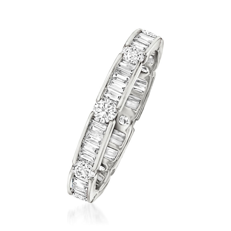 1.00 ct. t.w. Baguette and Round Diamond Eternity Band in 14kt White Gold image number 2
