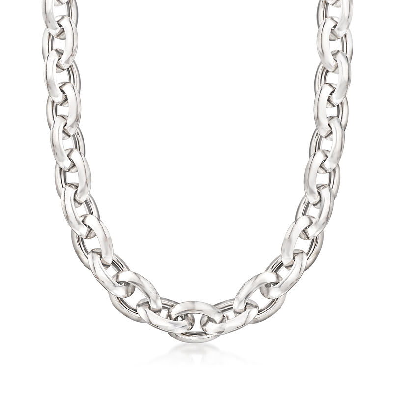 Italian Sterling Silver Oval Link Necklace image number 0