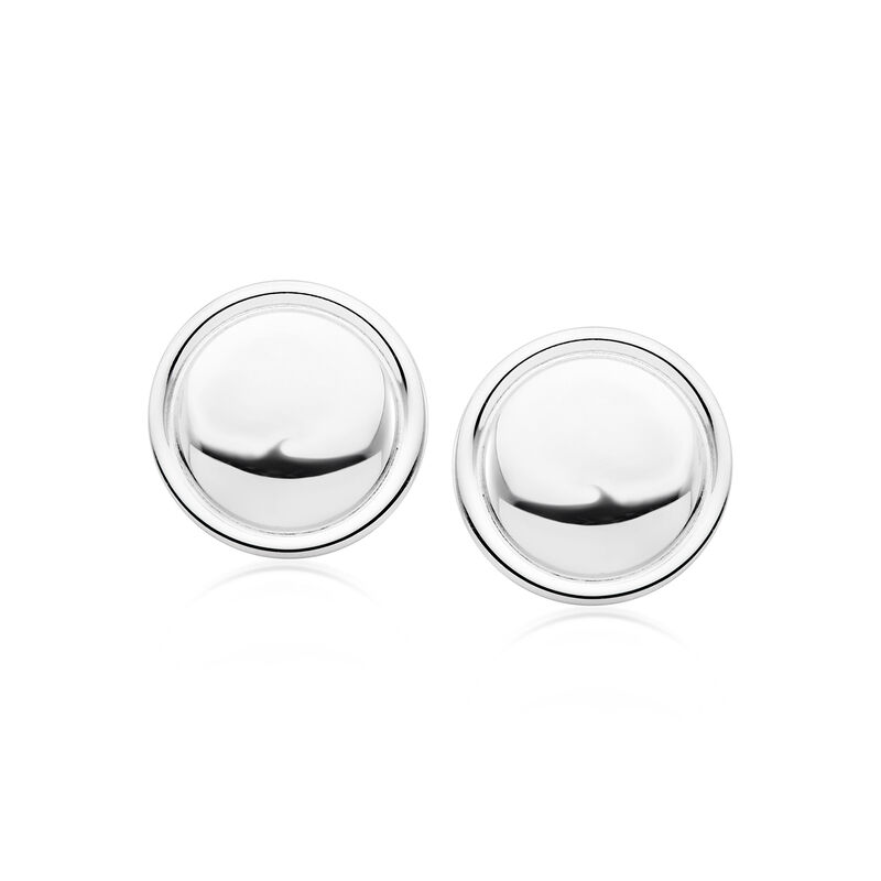 Italian Sterling Silver Personalized Button Earrings image number 2