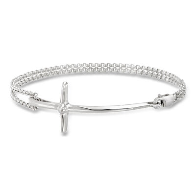 Zina Sterling Silver "Contemporary" Sideways Cross Bracelet