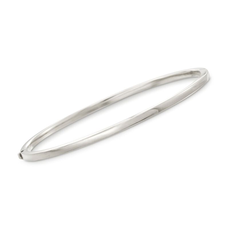 Roberto Coin 18kt White Gold Oval Bangle Bracelet. 7&quot; image number 0