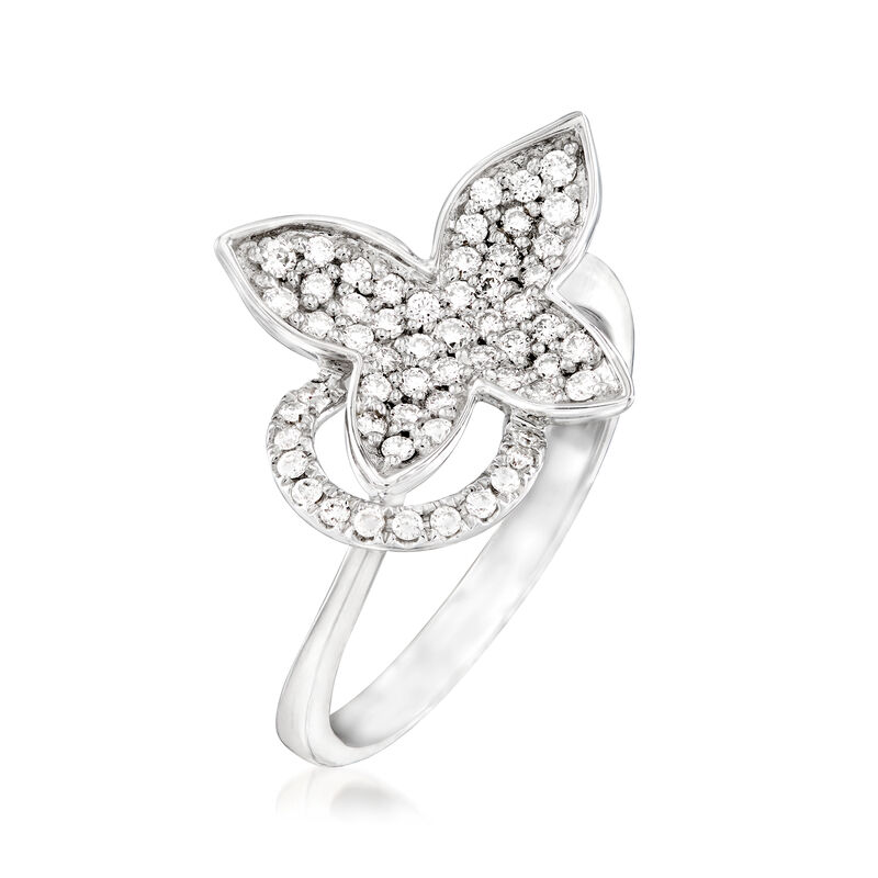 C. 1990 Vintage Piero Milano .37 ct. t.w. Diamond Butterfly Ring in 18kt White Gold. Size 6.5 image number 2