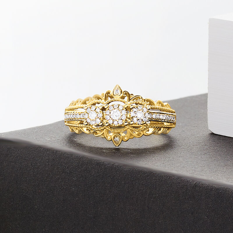 .20 ct. t.w. Diamond Vintage-Style Ring in 14kt Two-Tone Gold image number 3