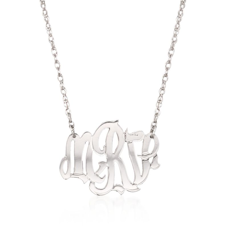 Sterling Silver Oval Monogram Pendant Necklace image number 0
