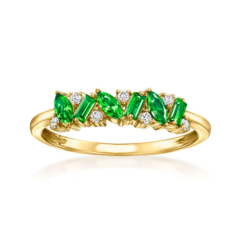 .20 ct. t.w. Lab-Grown Emerald Ring with Lab-Grown Diamonds in 18kt Gold Vermeil image number 0