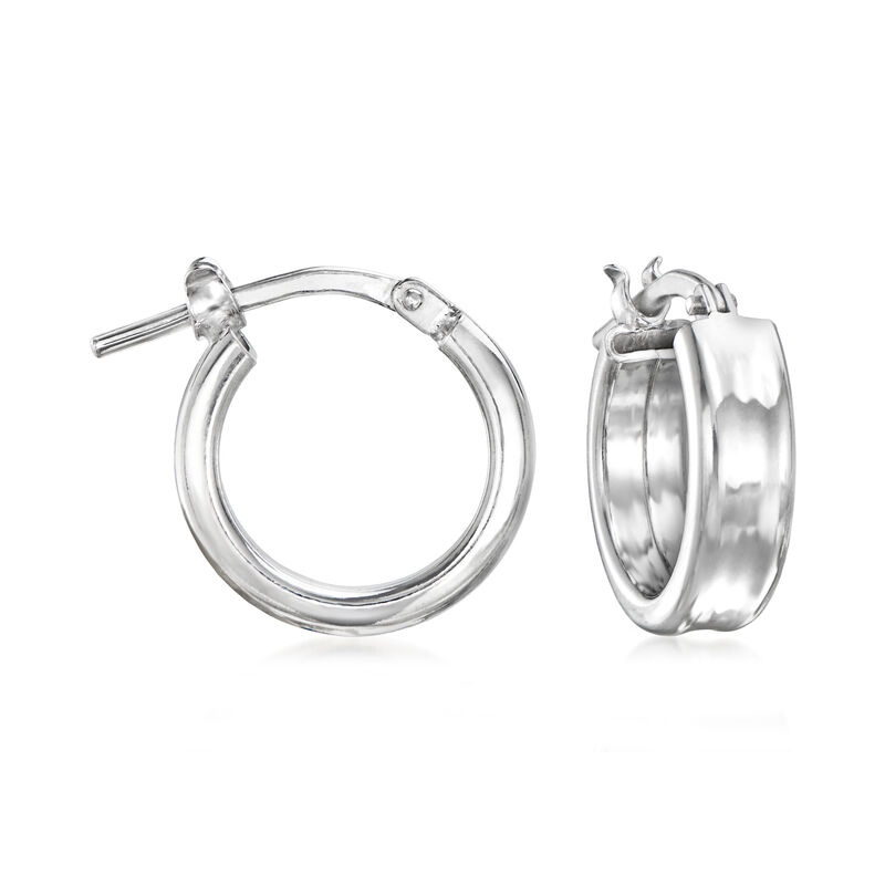 Italian Sterling Silver Jewelry Set: Three Pairs of Hoop Earrings. 1/2-5/8&quot; image number 4