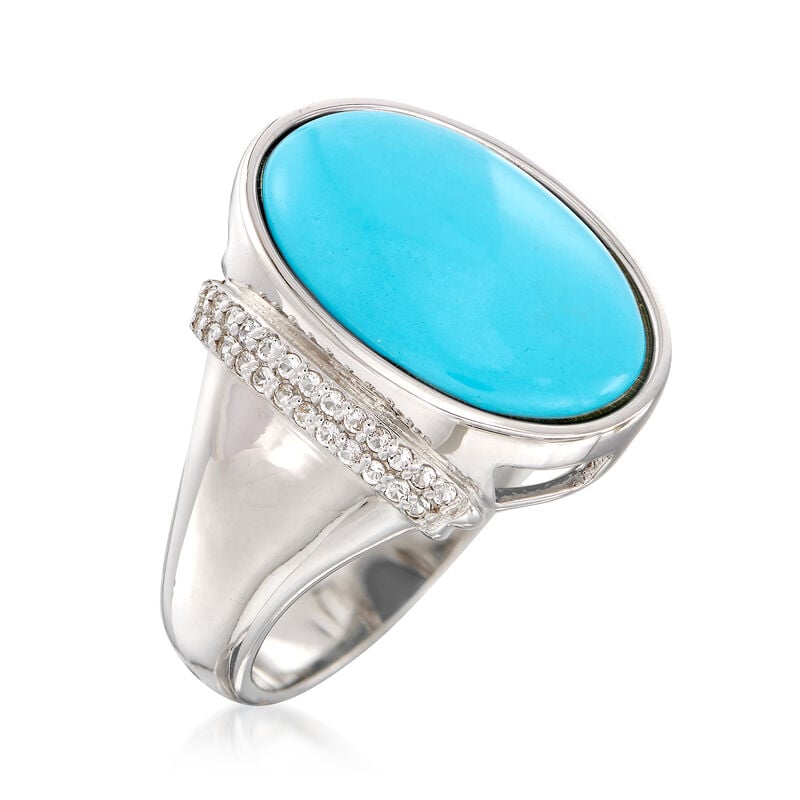 Turquoise Ring and .50 ct. t.w. White Zircon Ring in Sterling Silver image number 2