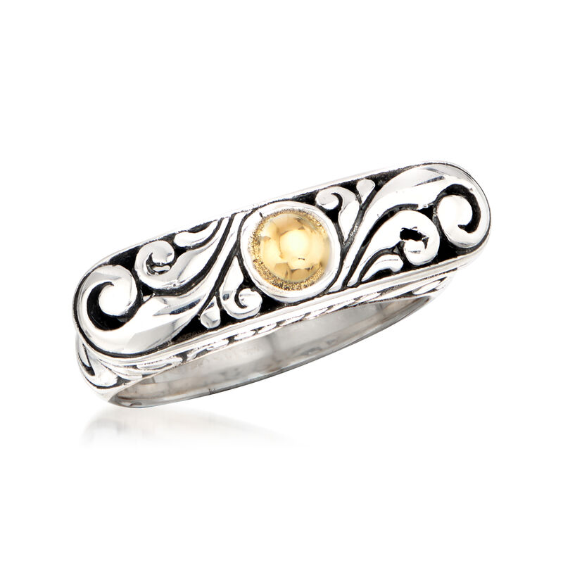 Sterling Silver Bali-Style Ring with 14kt Yellow Gold image number 3