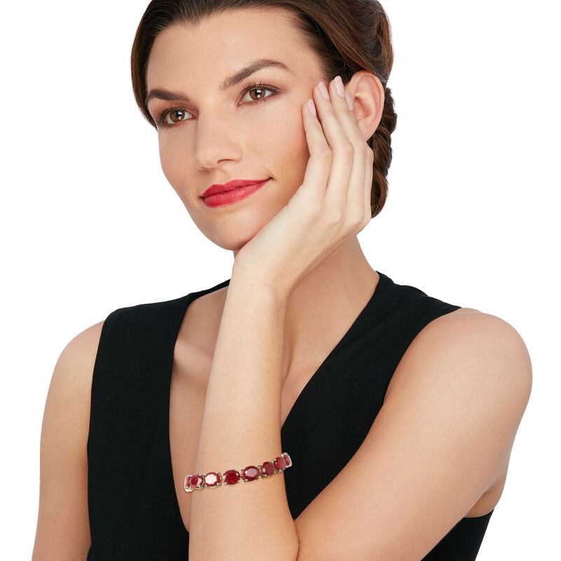75.00 ct. t.w. Ruby Bracelet in 18kt Gold Over Sterling image number 1