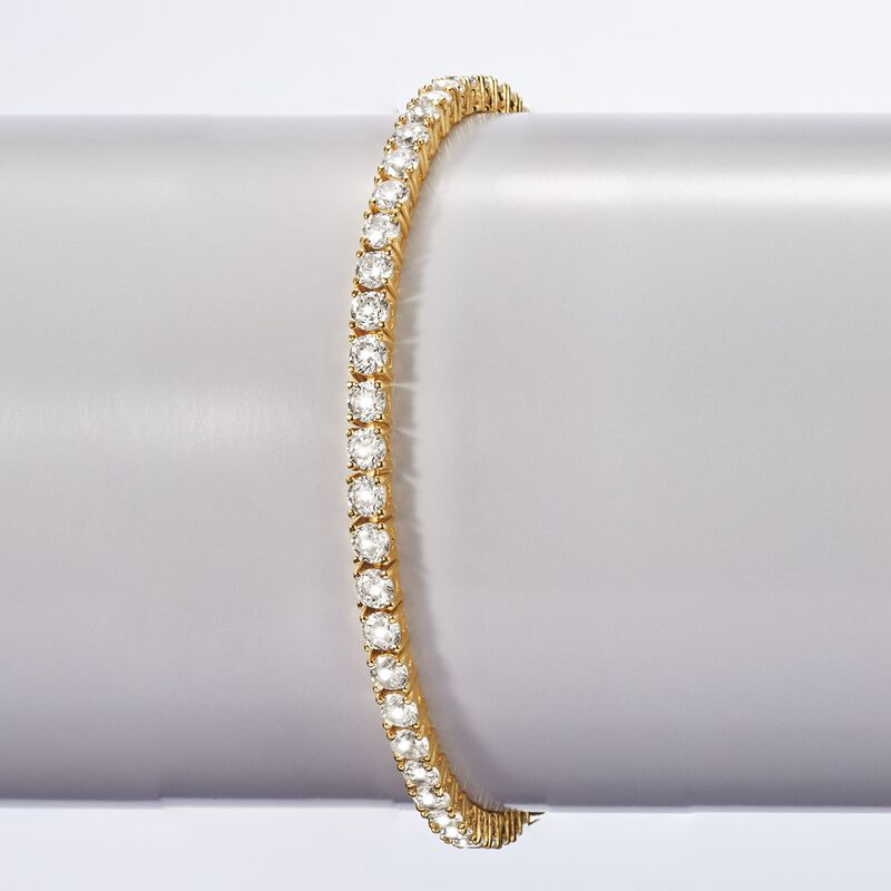 10.00 ct. t.w. CZ Tennis Bracelet in 18kt Gold Over Sterling image number 2