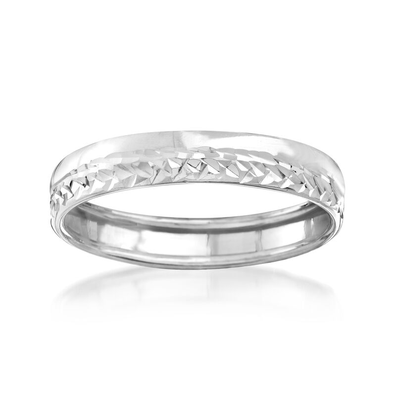 Italian 14kt White Gold Diamond-Cut Ring image number 0