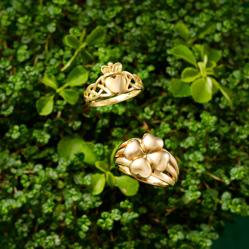 14kt Yellow Gold Braided Claddagh Ring image number 3