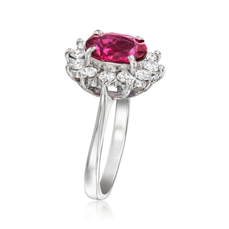 C. 2020 1.65 Carat Pink Tourmaline and .60 ct. t.w. Diamond Ring in 14kt White Gold. Size 5.5 image number 2