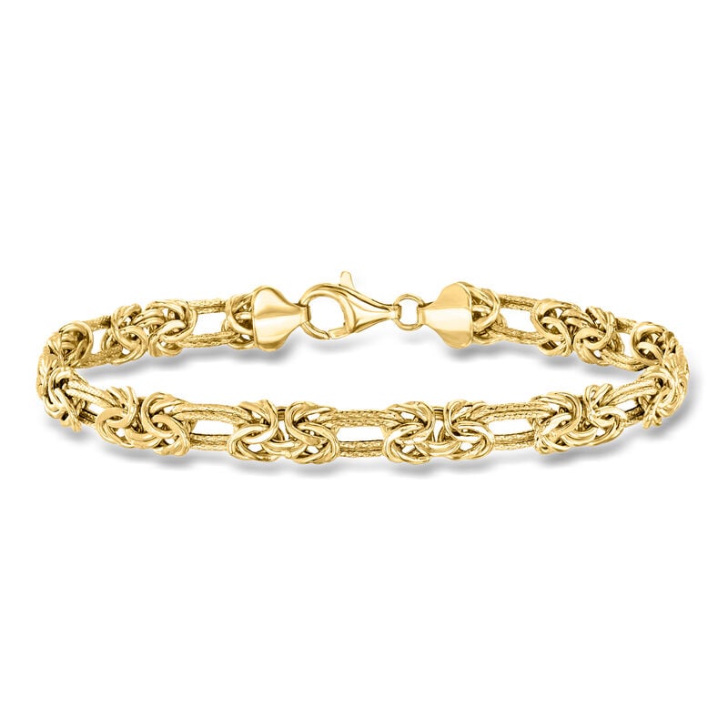 18kt Gold Over Sterling Byzantine and Double-Oval Link Bracelet image number 0