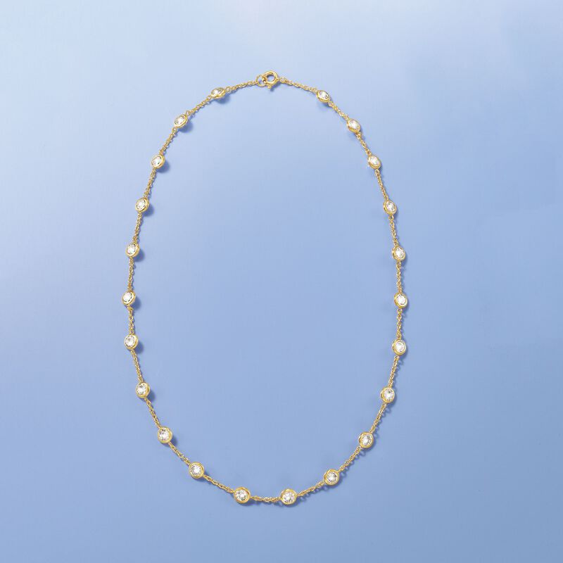 10.00 ct. t.w. Bezel-Set CZ Station Necklace in 18kt Gold Over Sterling image number 2