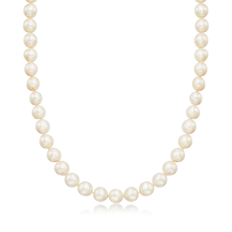 C. 1980 Vintage 8-9mm Cultured Pearl Necklace with 14kt Yellow Gold image number 0