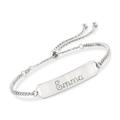 Italian Sterling Silver Personalized ID Bolo Bracelet
