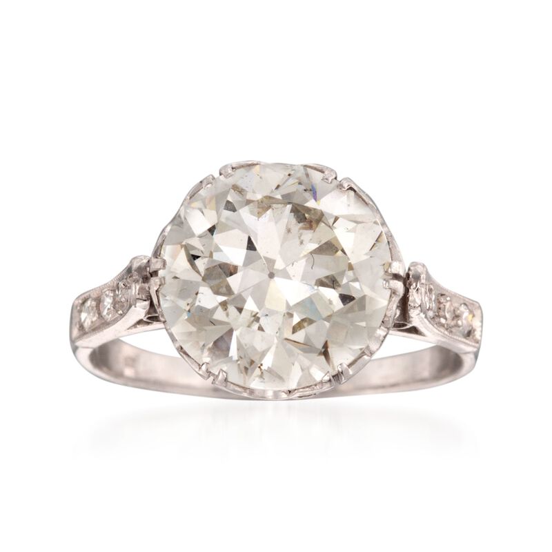 C. 1950 Vintage 4.51 ct. t.w. Diamond Ring in Platinum image number 0