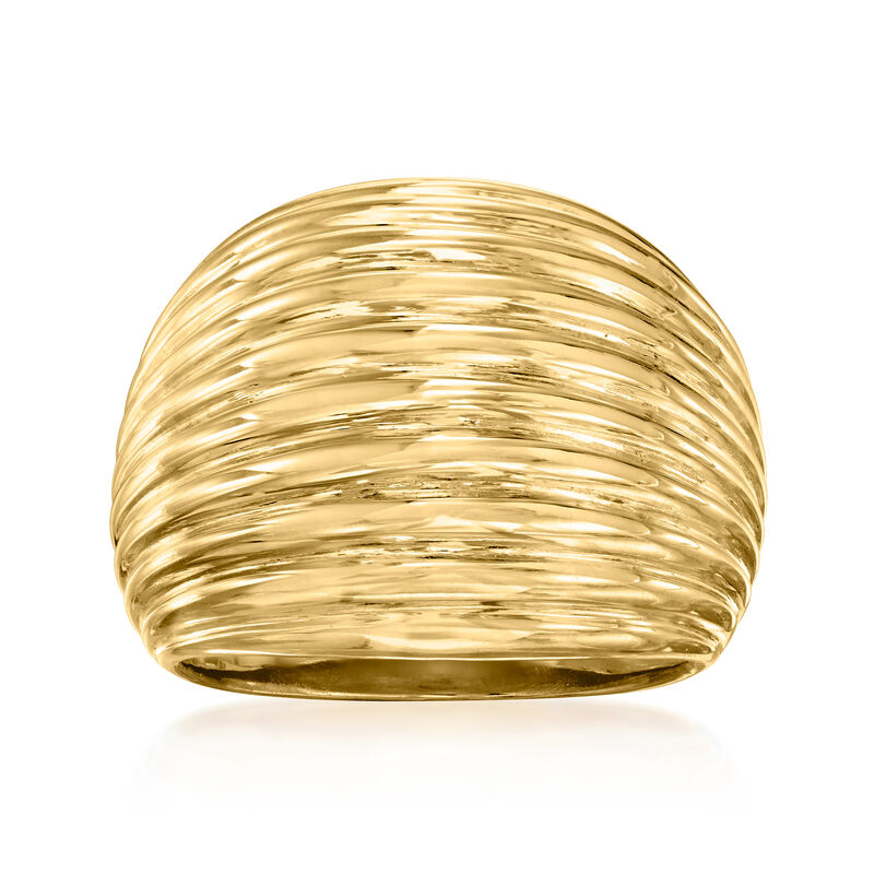 Italian 18kt Gold Over Sterling Ribbed Dome Ring image number 0