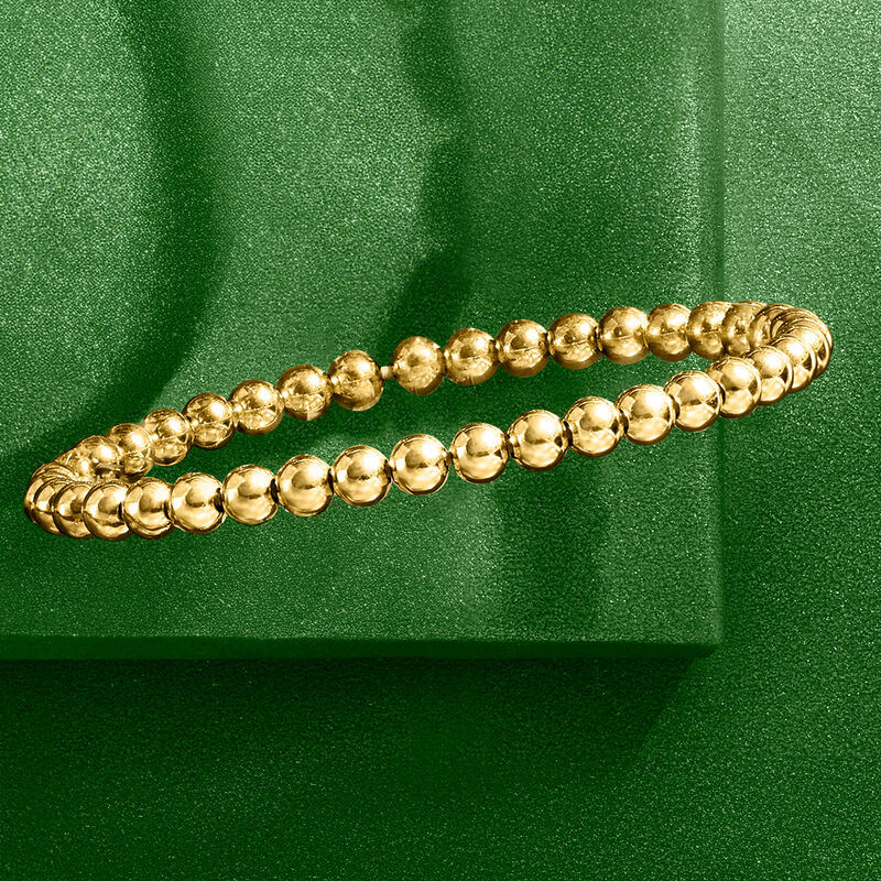 Italian 5mm 18kt Gold Vermeil Bead Stretch Bracelet image number 2