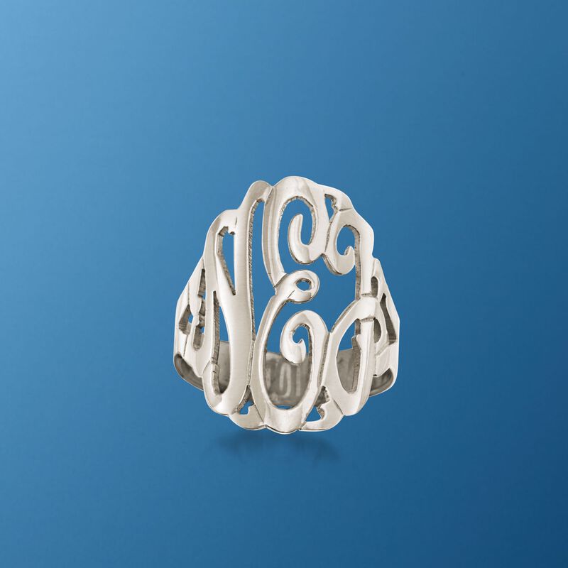 Sterling Silver Personalized Monogram Ring image number 3