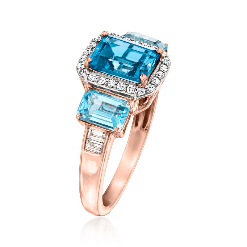 3.20 ct. t.w. London and Sky Blue Topaz Ring with .20 ct. t.w. Lab-Grown Diamonds in 18kt Rose Gold Over Sterling image number 2