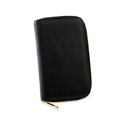 Ross-Simons Black Faux Leather Jewelry Travel Zipper Case