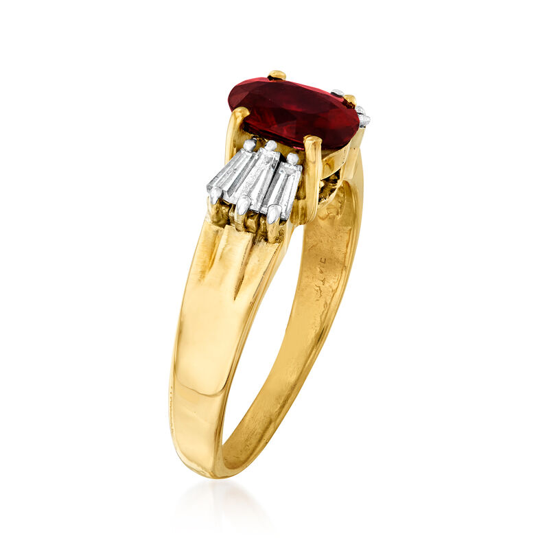 C. 1980 Vintage 1.35 Carat Ruby and .60 ct. t.w. Diamond Ring in 14kt Yellow Gold. Size 5.5 image number 2