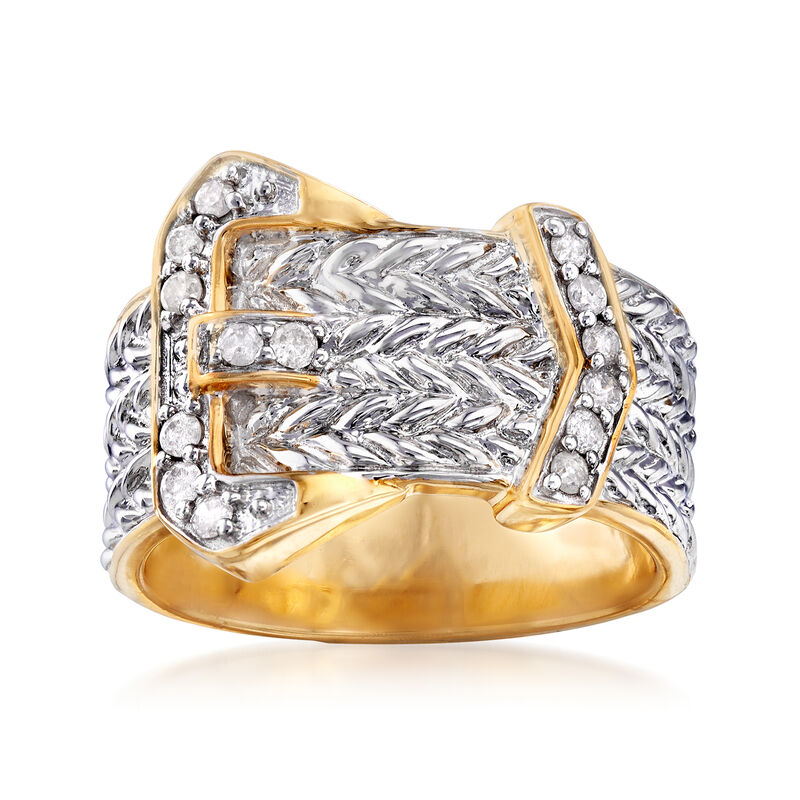 .25 ct. t.w. Diamond Buckle Ring in Sterling Silver and 18kt Gold Over Sterling image number 0