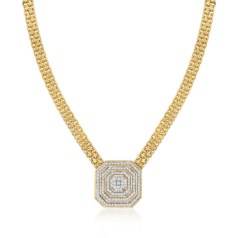 .50 ct. t.w. Diamond Cluster Necklace in 18kt Gold Over Sterling. 20&quot; image number 0
