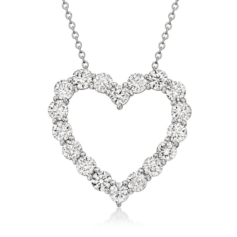 3.00 ct. t.w. Lab-Grown Diamond Heart Pendant Necklace in 14kt White Gold. 16&quot; image number 1
